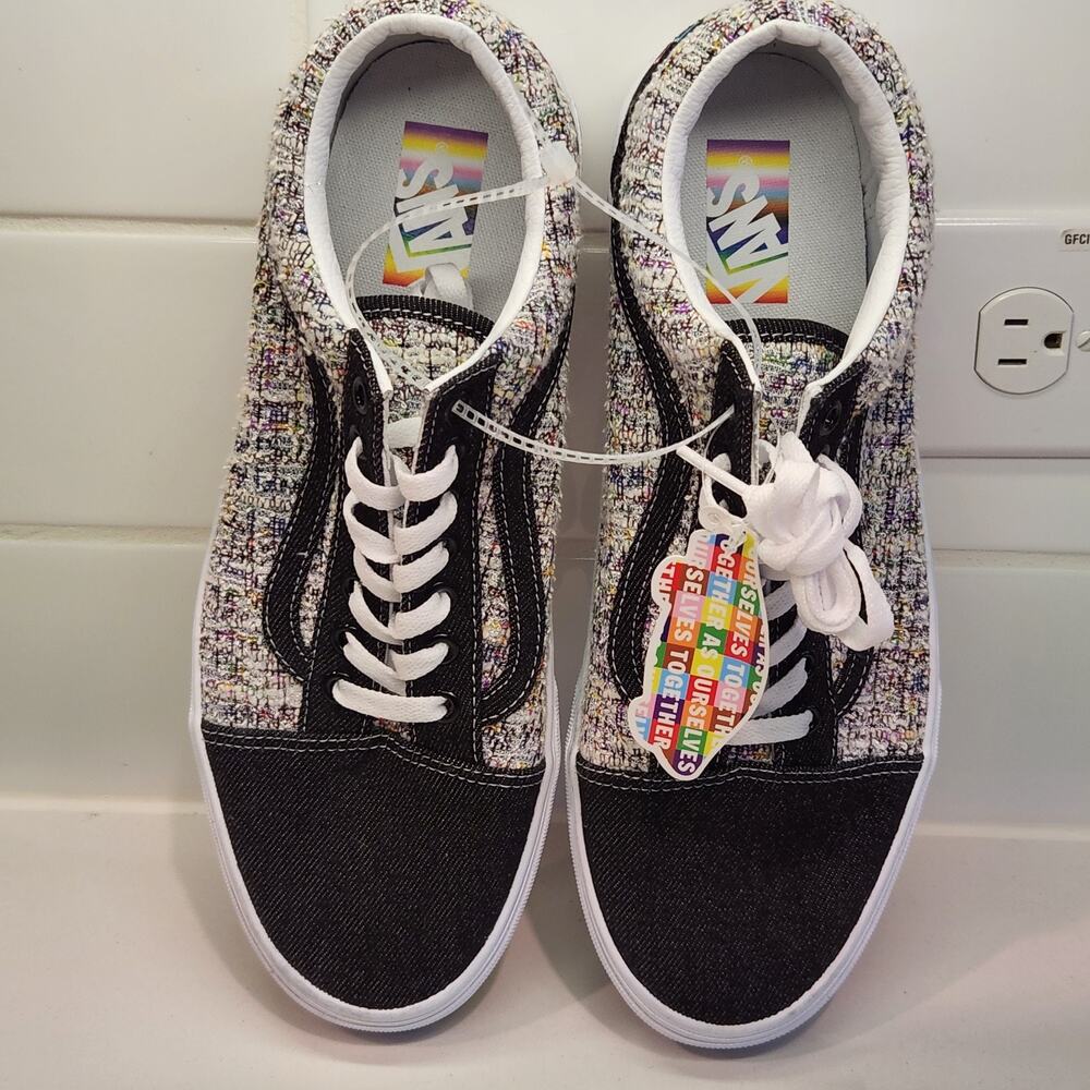 Vans Old Skool Pride Rainbow Multicolor Tweed Sneakers Mens Size 10 Womens 11.5